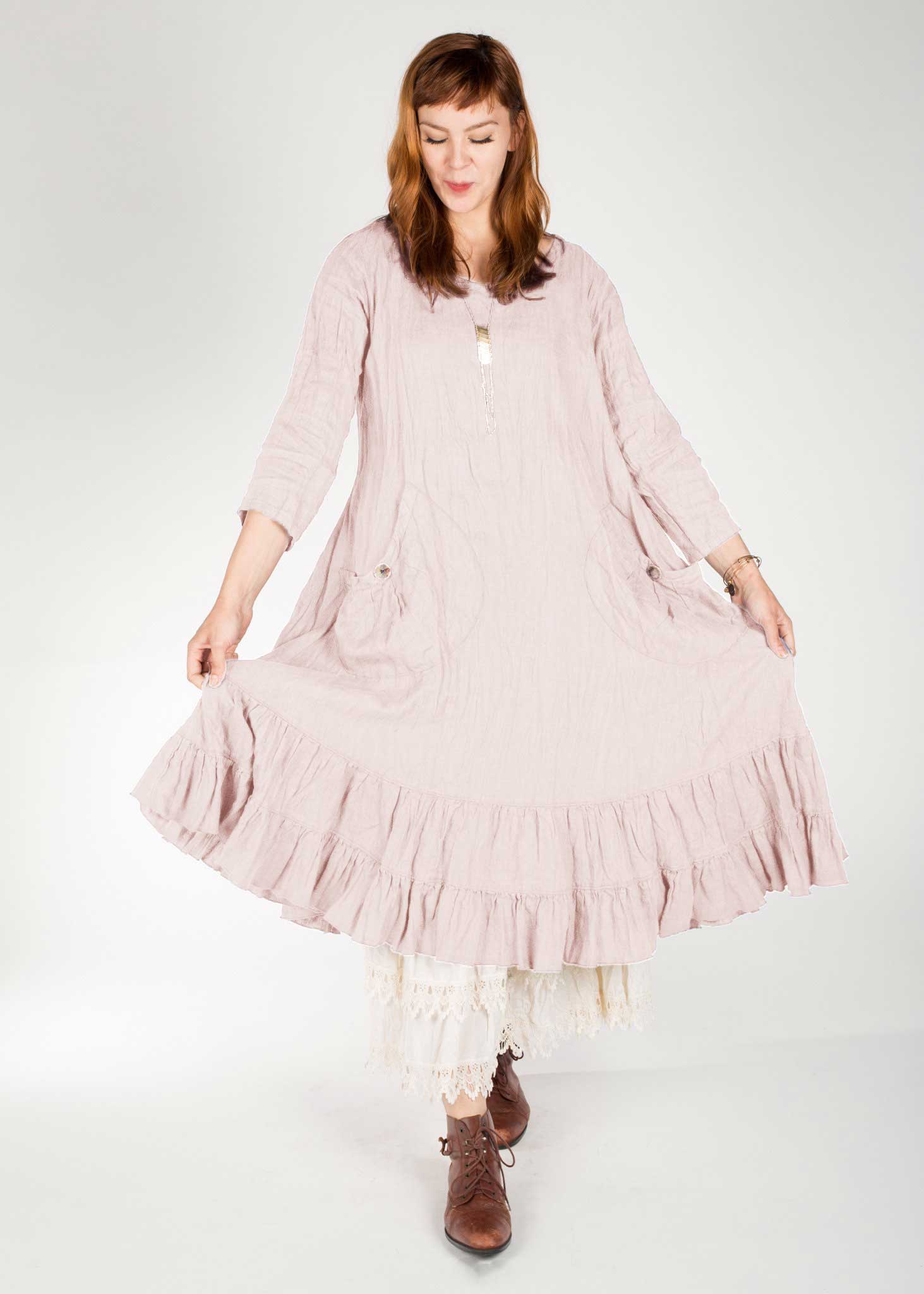 Prairie Dress - Simple Purple Linen Dress Sea Salt / L Prairie Dress - Simple Purple Linen Dress Sea Salt / L