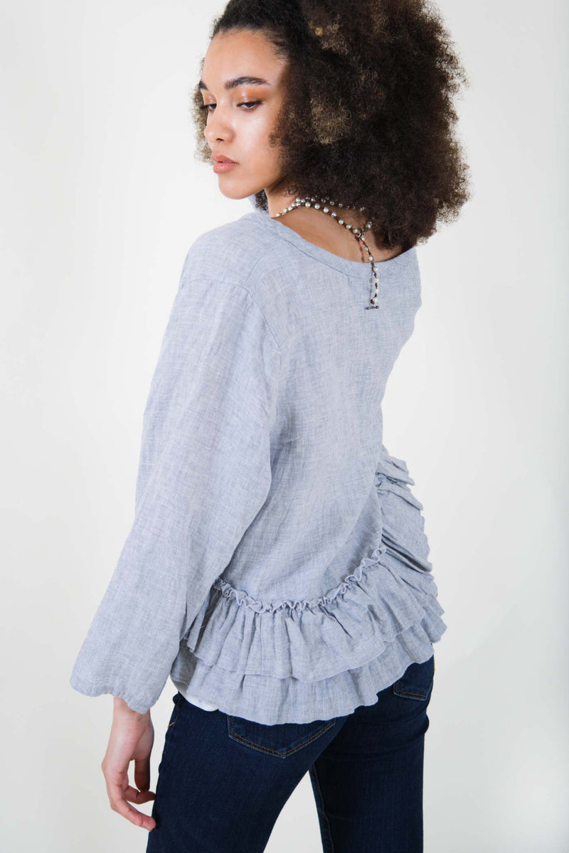 Ruffle Jacket in Linen, USA