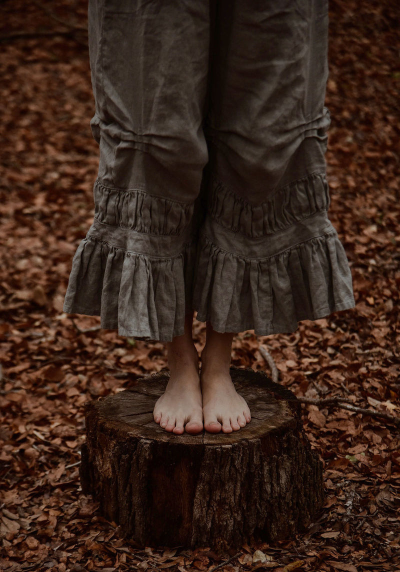 Boho ruffled linen pants