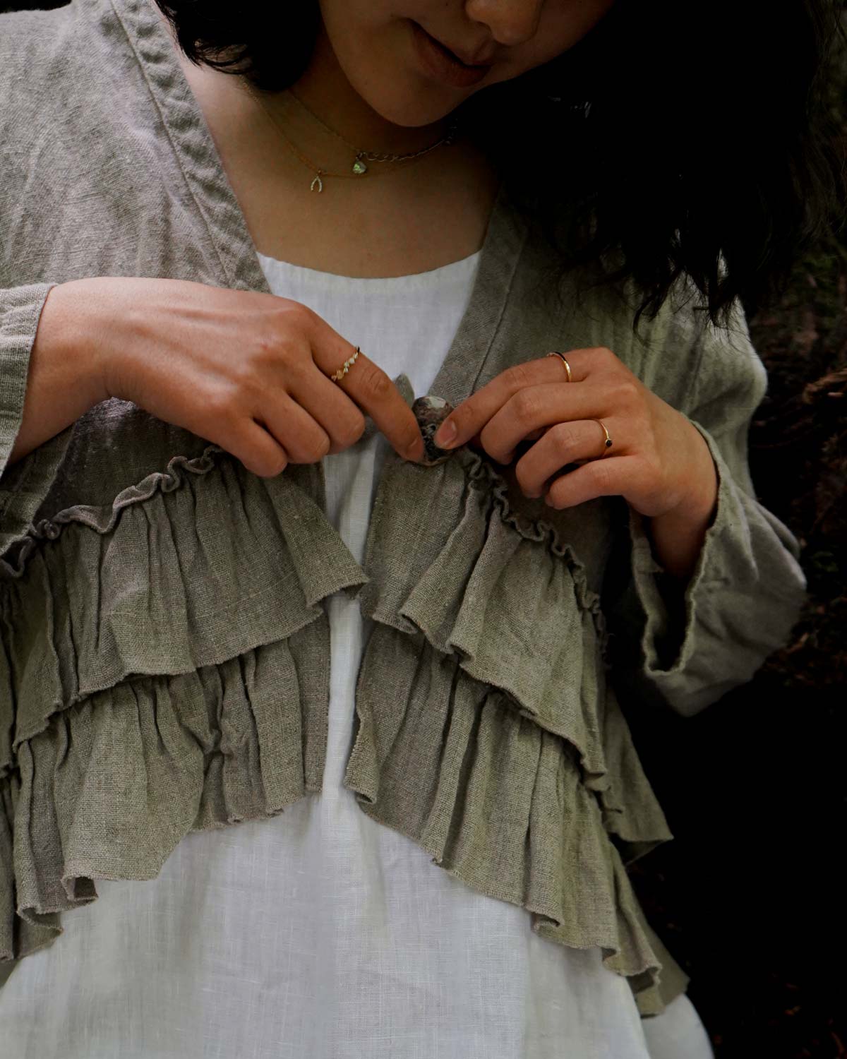 Ruffle Jacket in Linen, USA