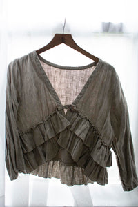 Ruffle Jacket in Linen, USA