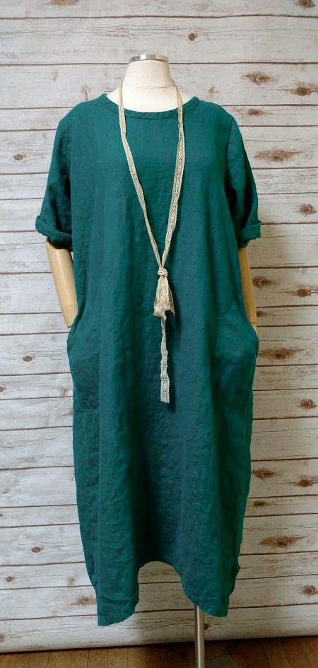 Minimal Linen Dress - Simple Dress in Linen, USA Teal / XS Minimal Linen Dress - Simple Dress in Linen, USA Teal / XS