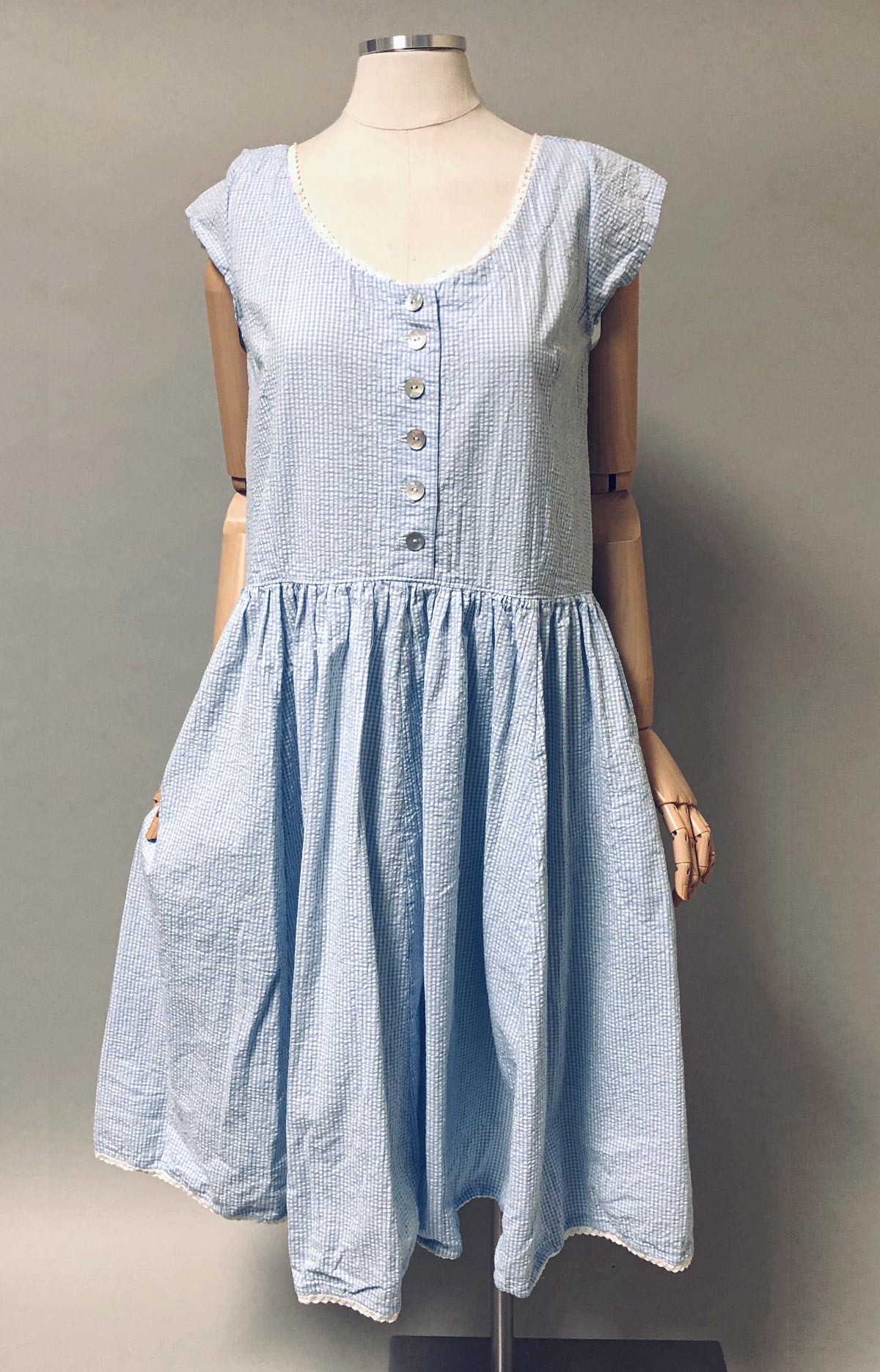 Vintage Style Dress in Seersucker and Cotton – Heart's Desire Clothing
