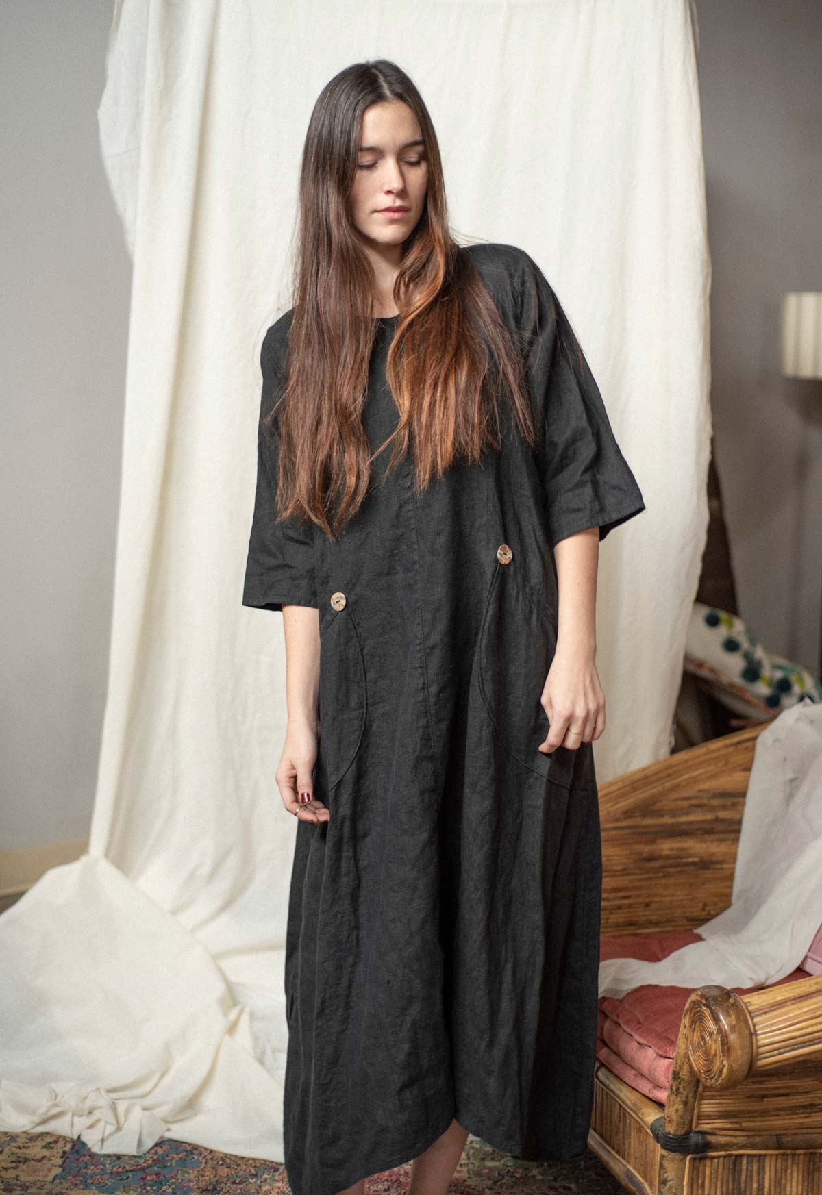 Long Minimal Linen Dress
