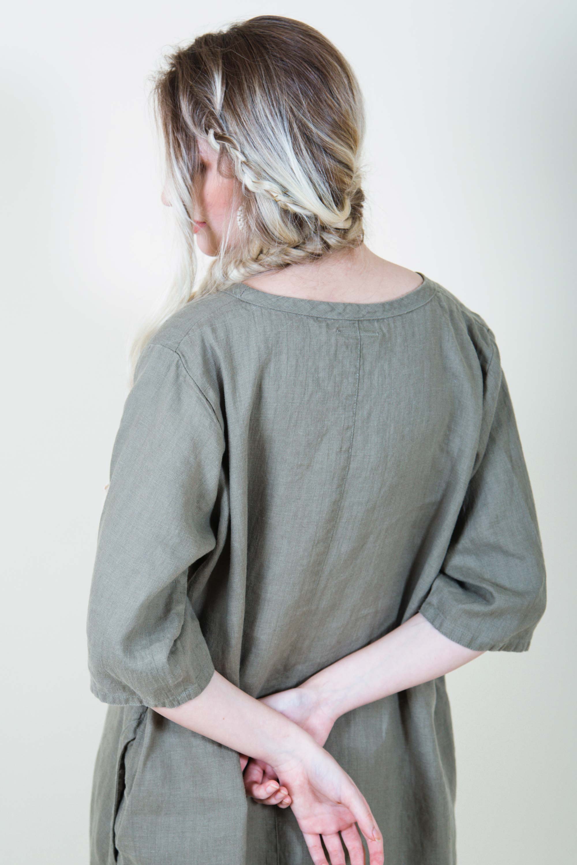 simply grey linen dress WOMEN'S LINEN DRESS 3/4 SLEEVE Simply Grey