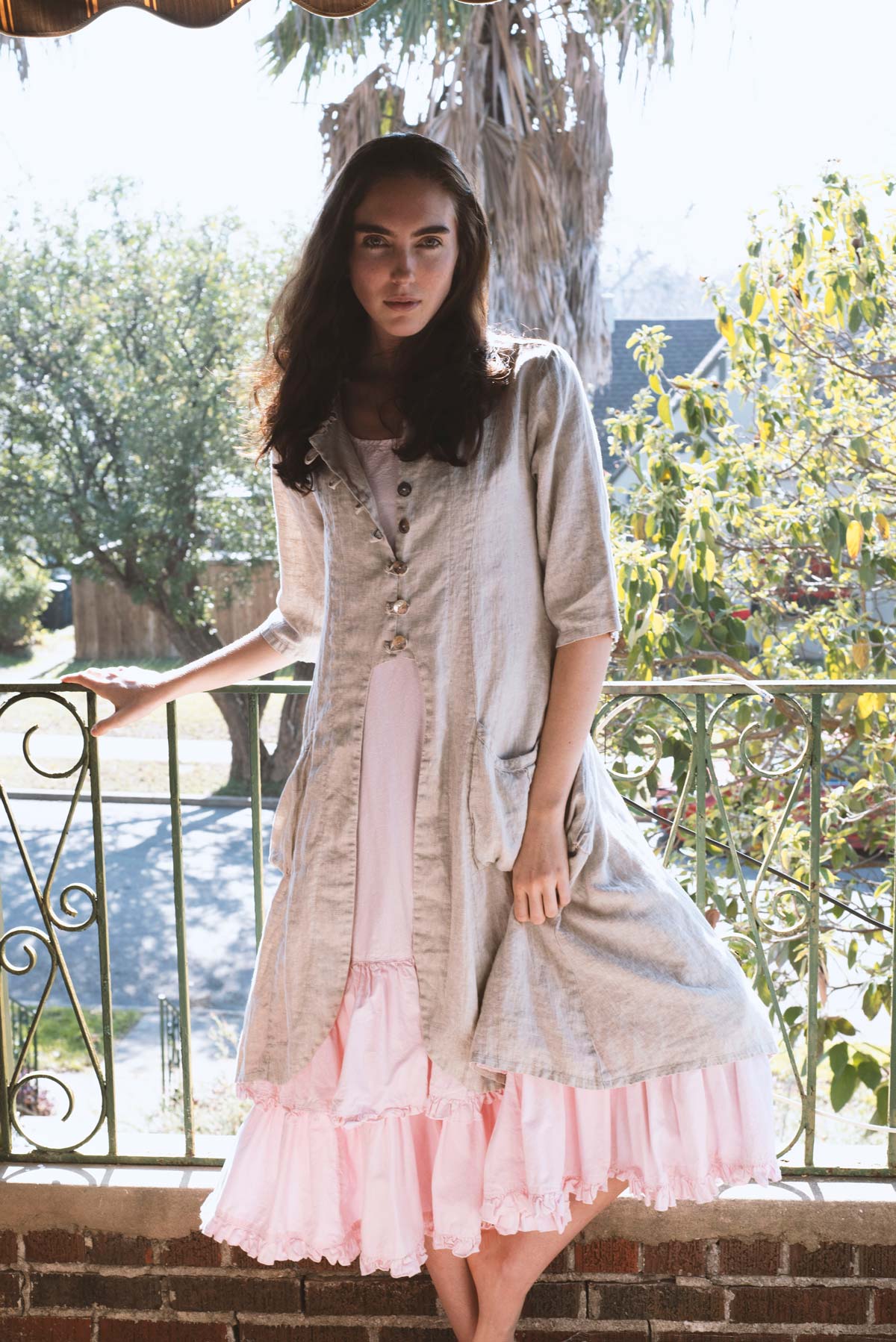 Lagenlook Cottage Core Under Slip: Suzanne Petticoat Cotton Chambray Soft Pink / Xs Lagenlook Cottage Core Under Slip: Suzanne Petticoat Cotton Chambray Soft Pink / Xs