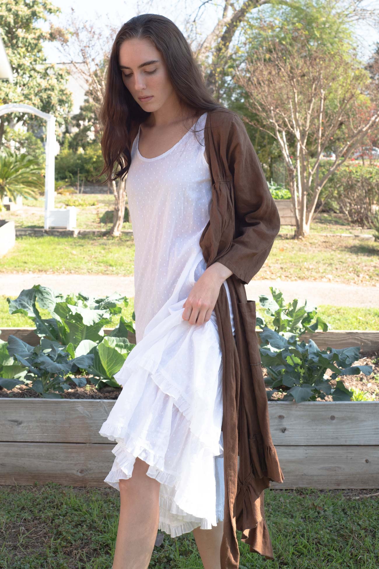 Swiss Dot Cottage Core Petticoat Dress White / S Swiss Dot Cottage Core Petticoat Dress White / S