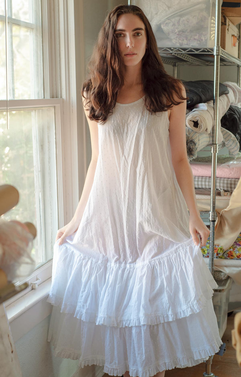 Cottage core ruffled dress petticoat Suzanne Petticoat Dotted Swiss Cotton, USA