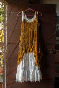 Swing Slip Long Double Lace Ruffle, Linen