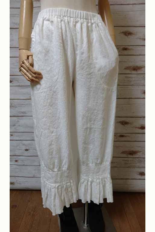 Cropped Linen Pants with Ruffles - Janis Bloomer Crop, USA – Heart's Desire  Clothing