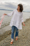 oversized linen top vneck Meggin Top in Linen, USA