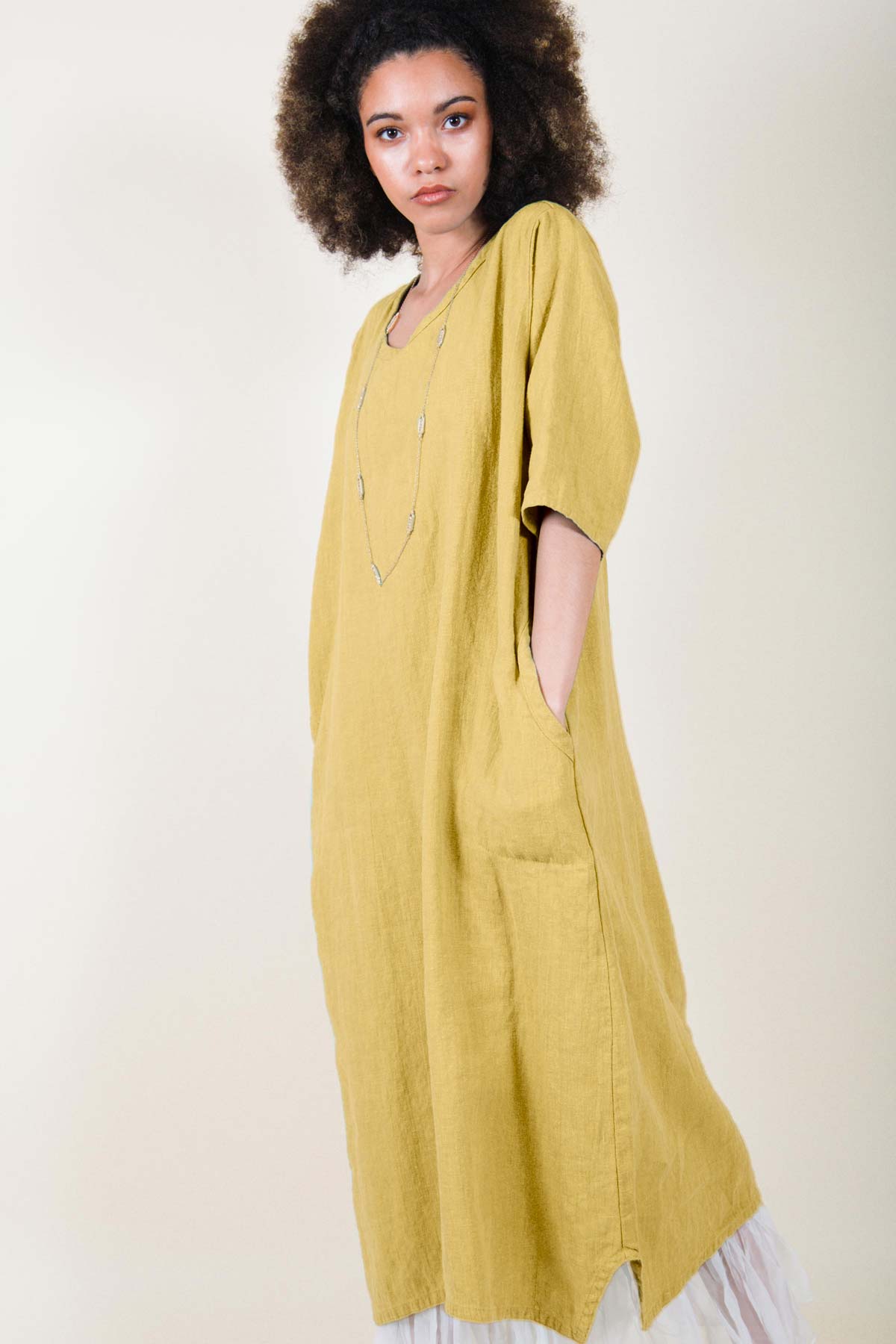 Minimal Linen Dress - Simple Dress in Linen, USA Grey Scale / S Minimal Linen Dress - Simple Dress in Linen, USA Grey Scale / S