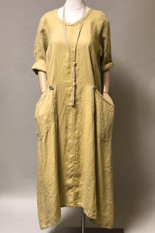 Long Minimal Linen Dress - Elizabeth Dress Henna / M Long Minimal Linen Dress - Elizabeth Dress Henna / M